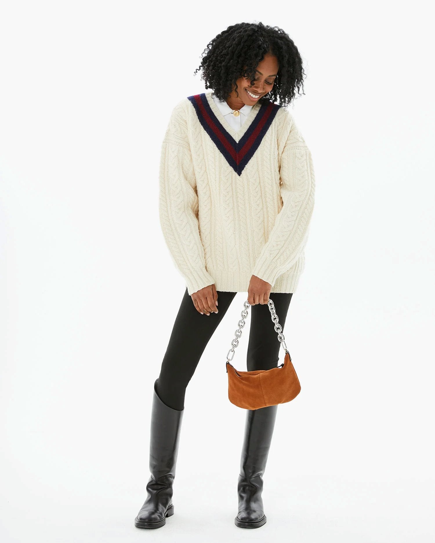 Petit Moyen Messanger Suede Chestnut Handbags - Hobo & Shoulder Clare V. 