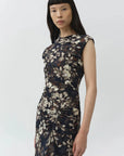 Acacia Draped Midi Dress Black Multi Dresses - Midi Simkhai 