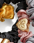 Gold Heart Silk Scrunchie Mocha Beauty & Hair By Eloise 