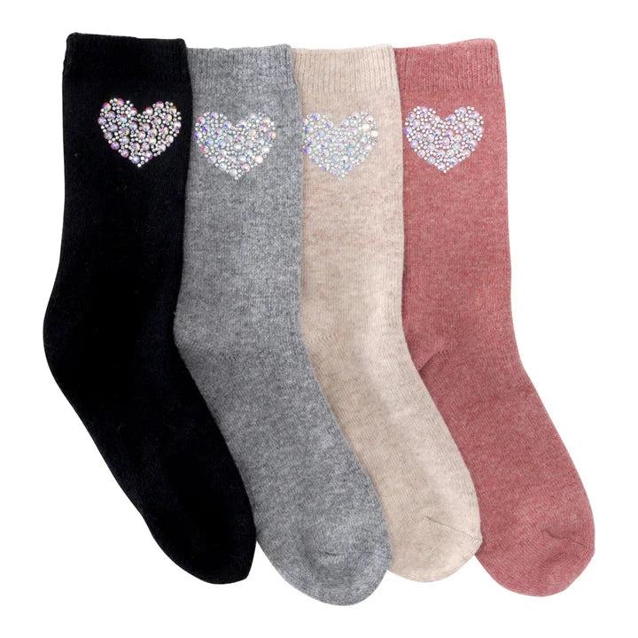 Heart Crystal Cashmere Socks Socks LimLim 