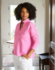 Patrick Popover Fleece Henley Pink Lemonade Tops - Sweatshirts Frank & Eileen 
