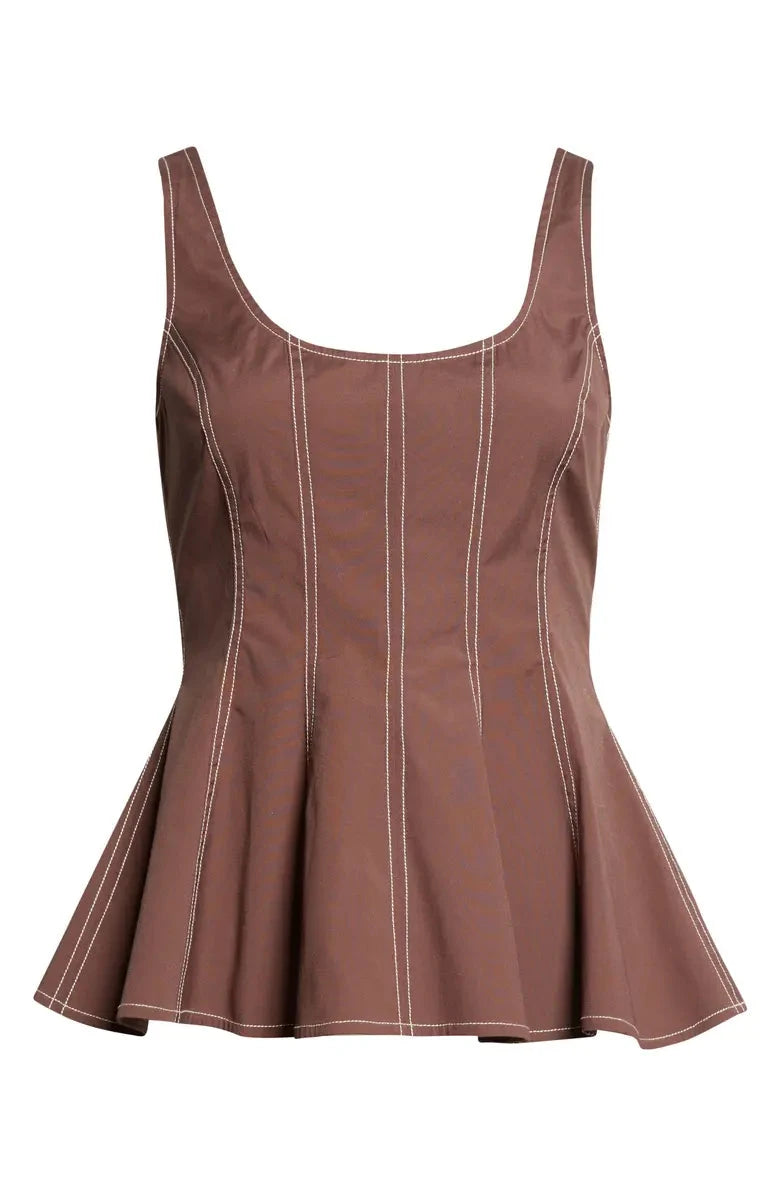 Charlie Top Dark Mocha Tops - Blouses Veronica Beard 