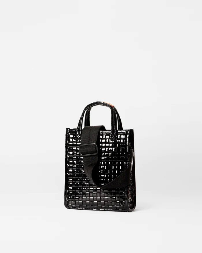 Woven Box Tote Micro Black Lacquer Handbags - Crossbody MZ Wallace 