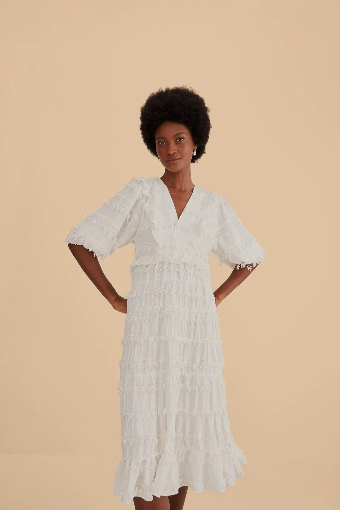 Ruffles Tassels Midi Dress Off White Dresses - Midi Farm Rio 