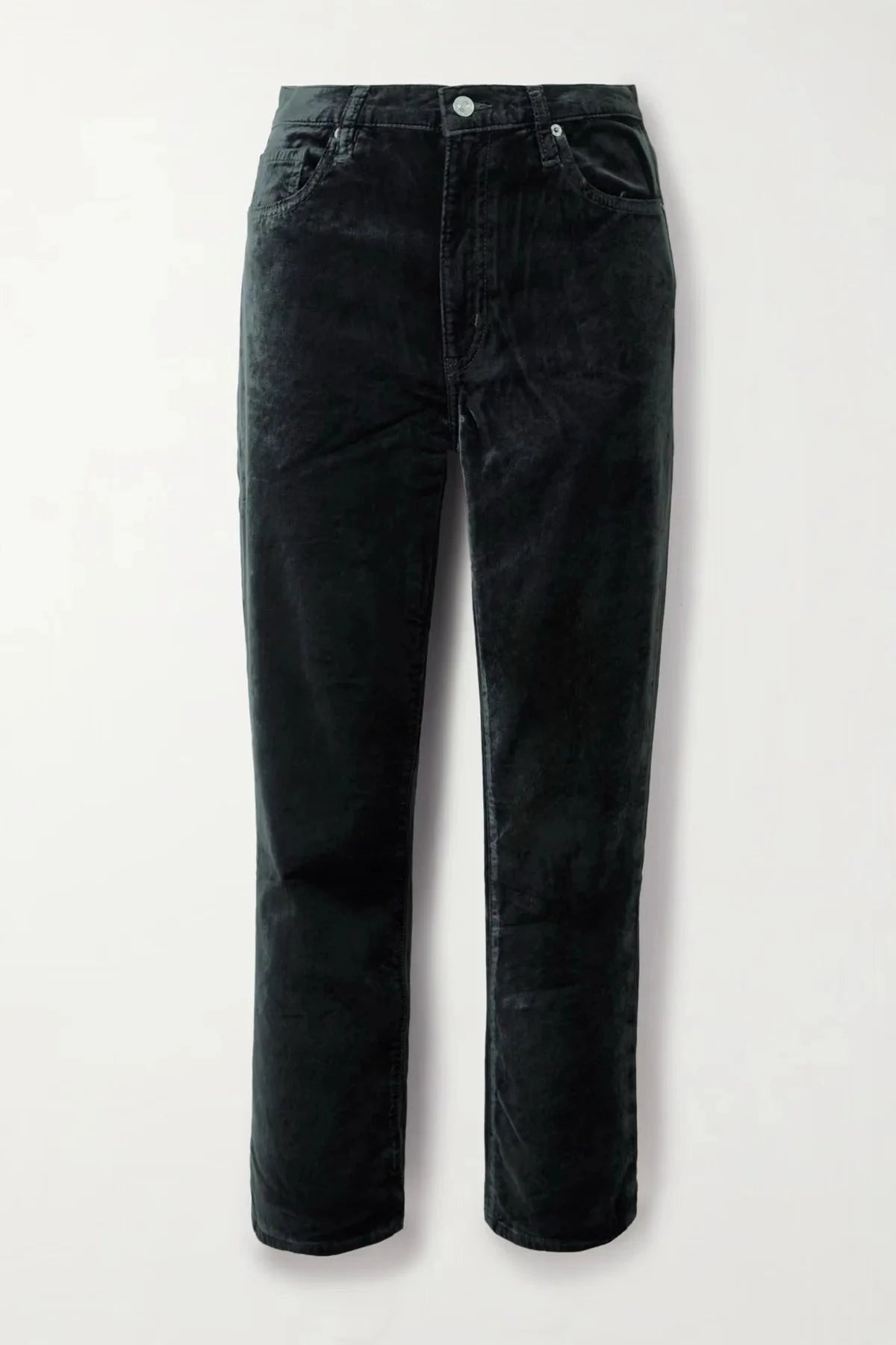 Le Sleek Straight Green Smoke Velvet Denim - Straight Frame 