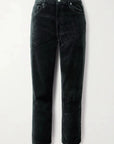 Le Sleek Straight Green Smoke Velvet Denim - Straight Frame 
