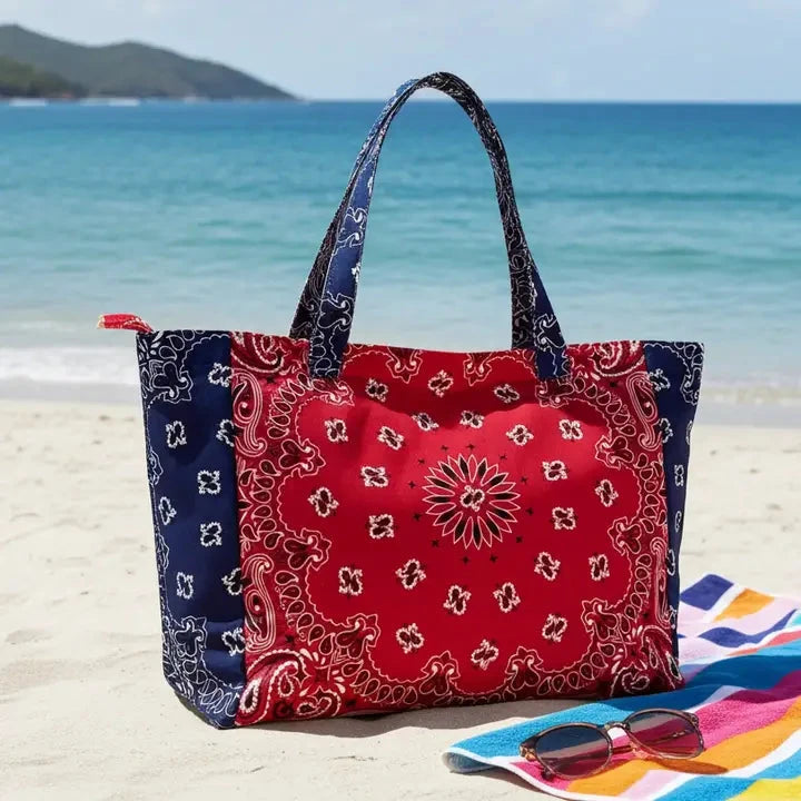Bailey Bandana Tote Red/Navy Tote &amp; Satchel Haute Shore 