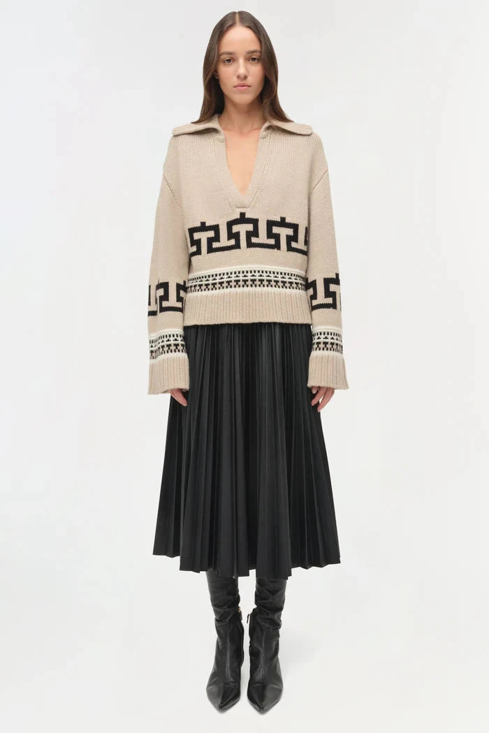 O'Reilly Western V-Neck Sweater Sand Melange Sweater - V-Neck Simkhai 