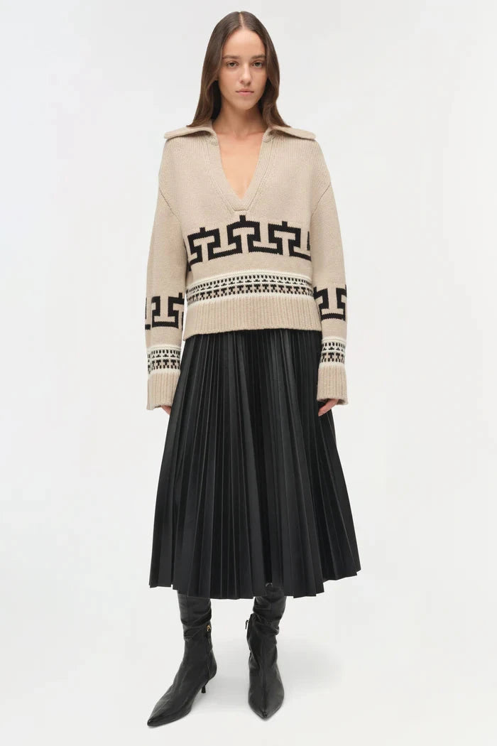 O'Reilly Western V-Neck Sweater Sand Melange Sweater - V-Neck Simkhai 