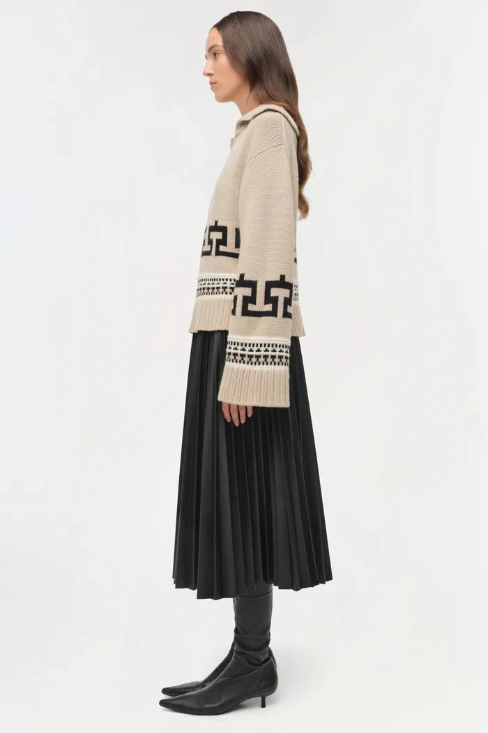 O'Reilly Western V-Neck Sweater Sand Melange Sweater - V-Neck Simkhai 