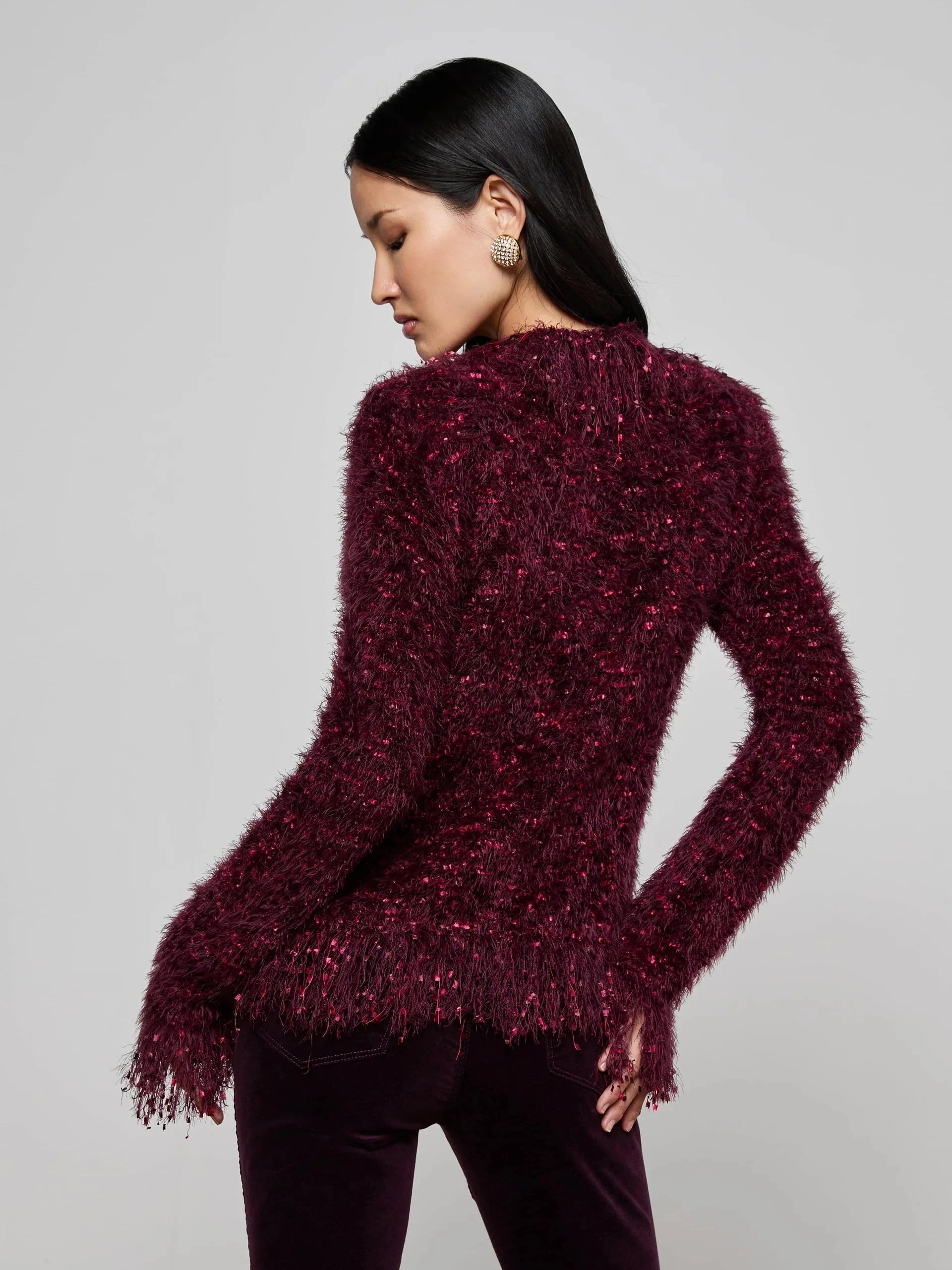 Azure Fringe Cardigan Blazer Malbec Multi/Gold Sweater - Cardigans L'Agence 