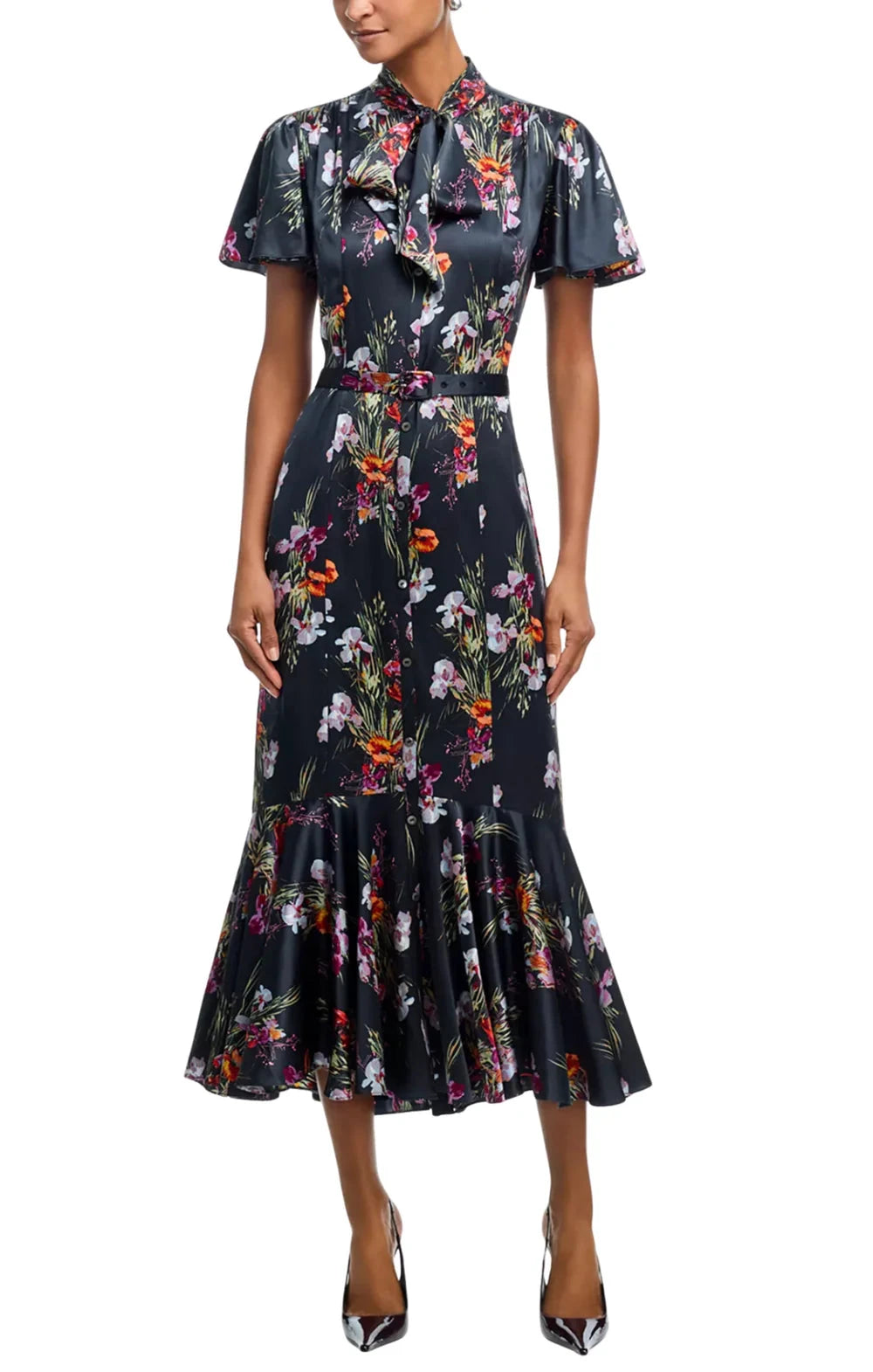 Iris Bouquet Willow DressNavy Dresses - Midi Cinq A Sept 