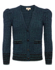 Jenni Waffle Stitch Cardi Deep Teal Multi