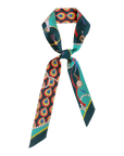 Peacock Silk Twill Skinny Scarf Teel Scarves Lost Pattern NYC 