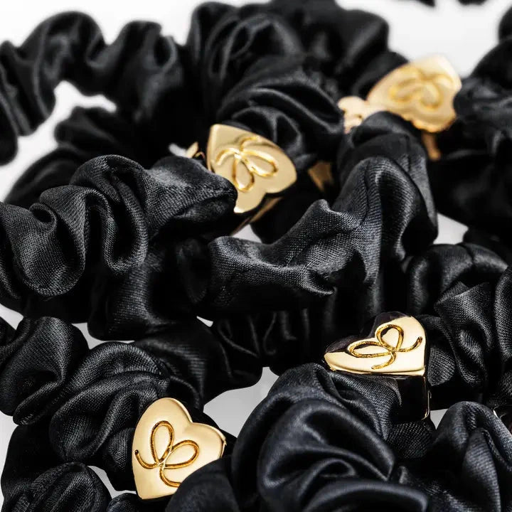 Black/Gold Silk Scrunchie & Stud Bangle Set Beauty & Hair By Eloise 