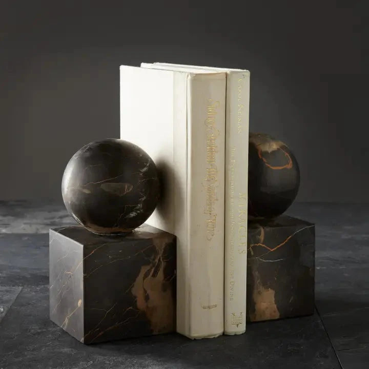 Black & Gold Marble Honed Bookends Home Decor - Decorative Accents Marble Crafter 
