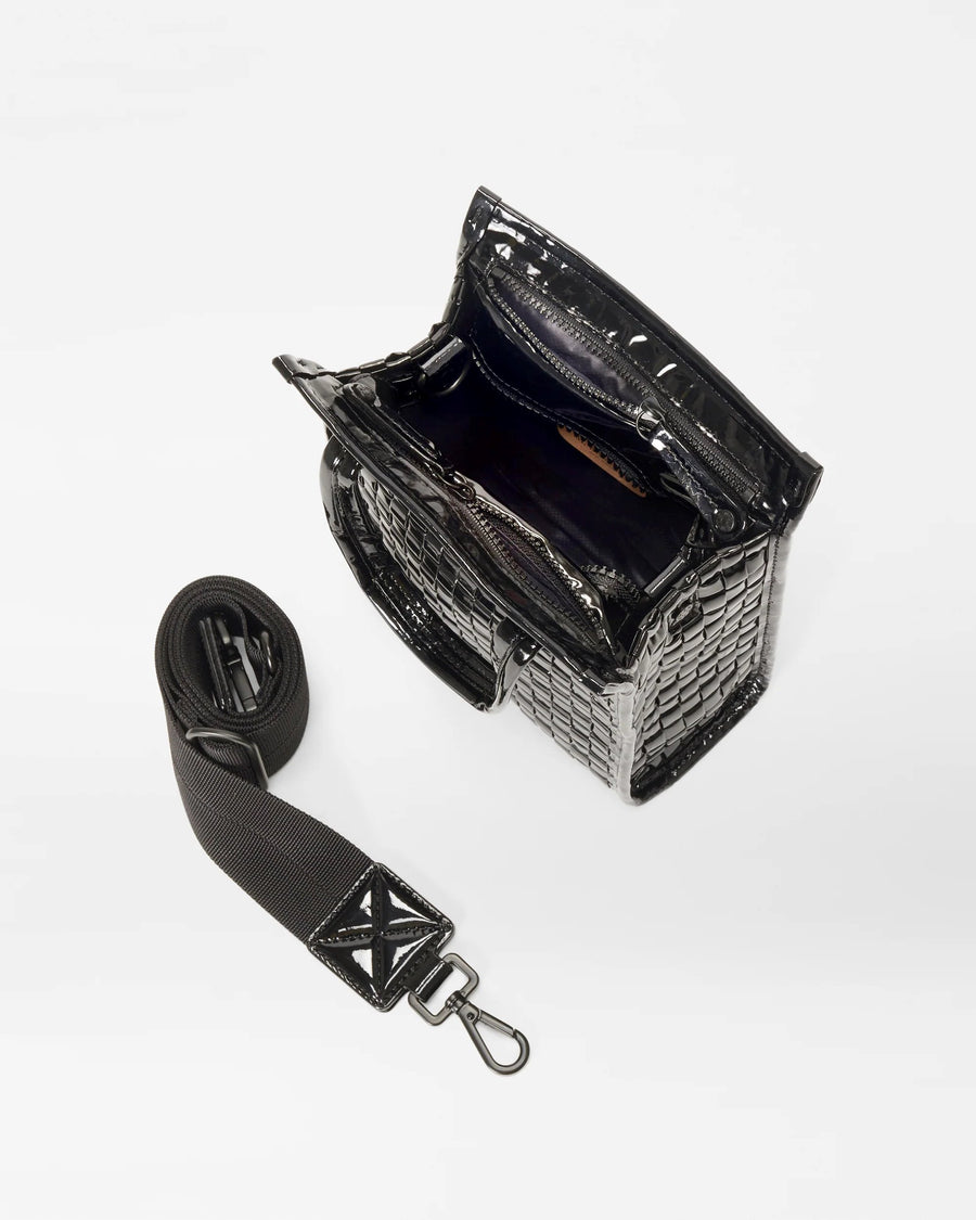Woven Box Tote Micro Black Lacquer Handbags - Crossbody MZ Wallace 
