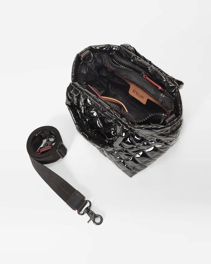 Metro Tote Deluxe Micro Black Lacquer Handbags - Crossbody MZ Wallace 