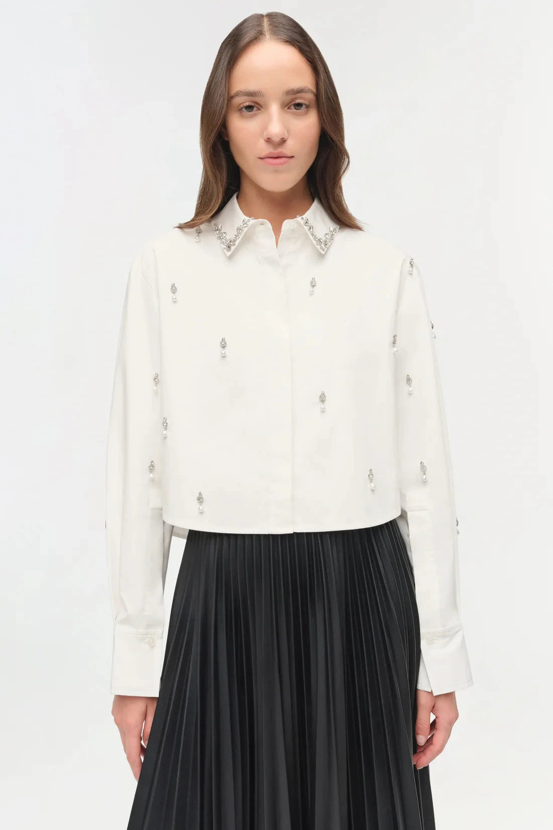 Renata Embellished Cotton Shirt White Tops - Button Down Simkhai 