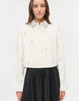 Renata Embellished Cotton Shirt White Tops - Button Down Simkhai 