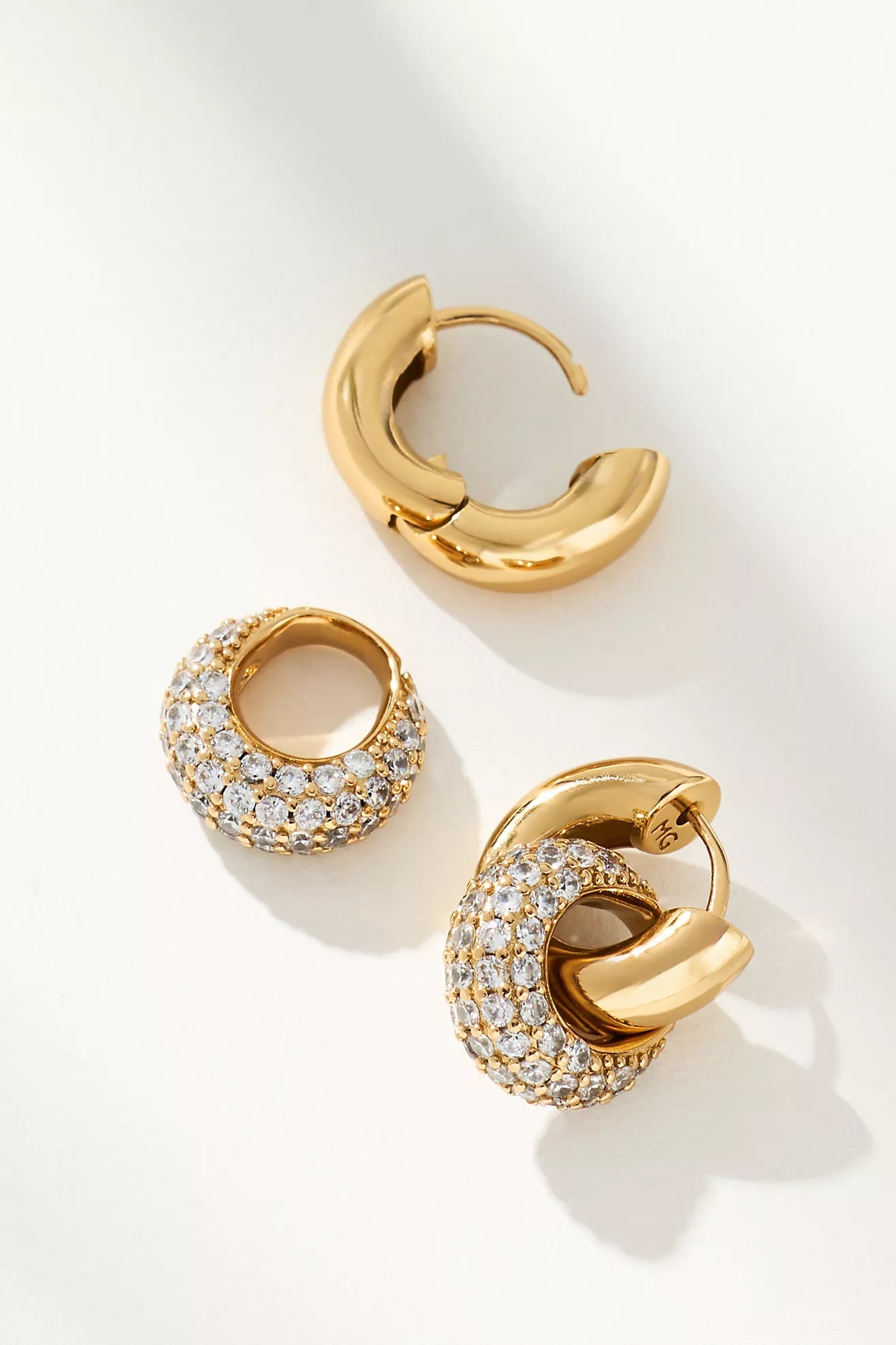 Essex Huggie Hoops Gold/Clear Earrings Mignonne Gavigan 