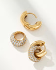 Essex Huggie Hoops Gold/Clear Earrings Mignonne Gavigan 