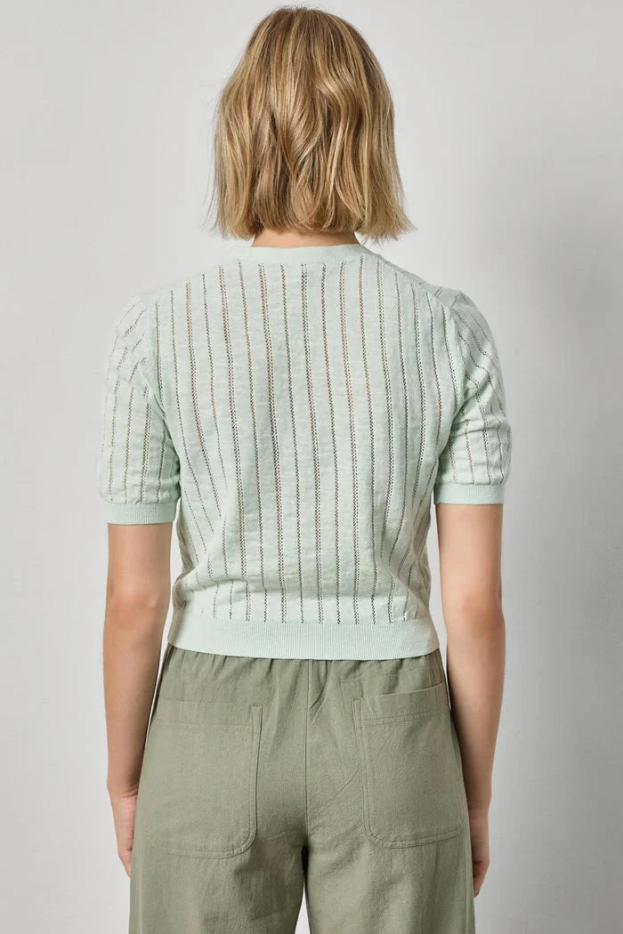 Open Stitch V Neck Cardigan Blue Mist Sweater - Cardigans Lilla P 