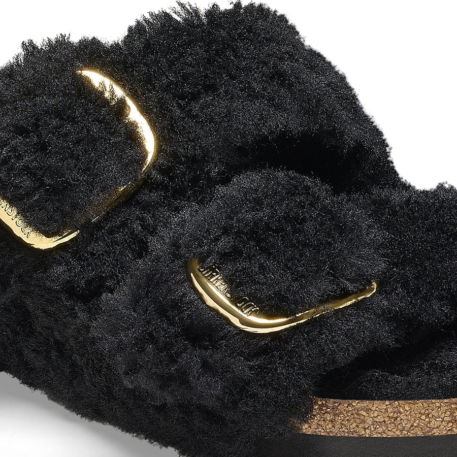 Arizona Big Buckle Shearling Black Gold Shoes - Sandals - Flat Sandals Birkenstock 