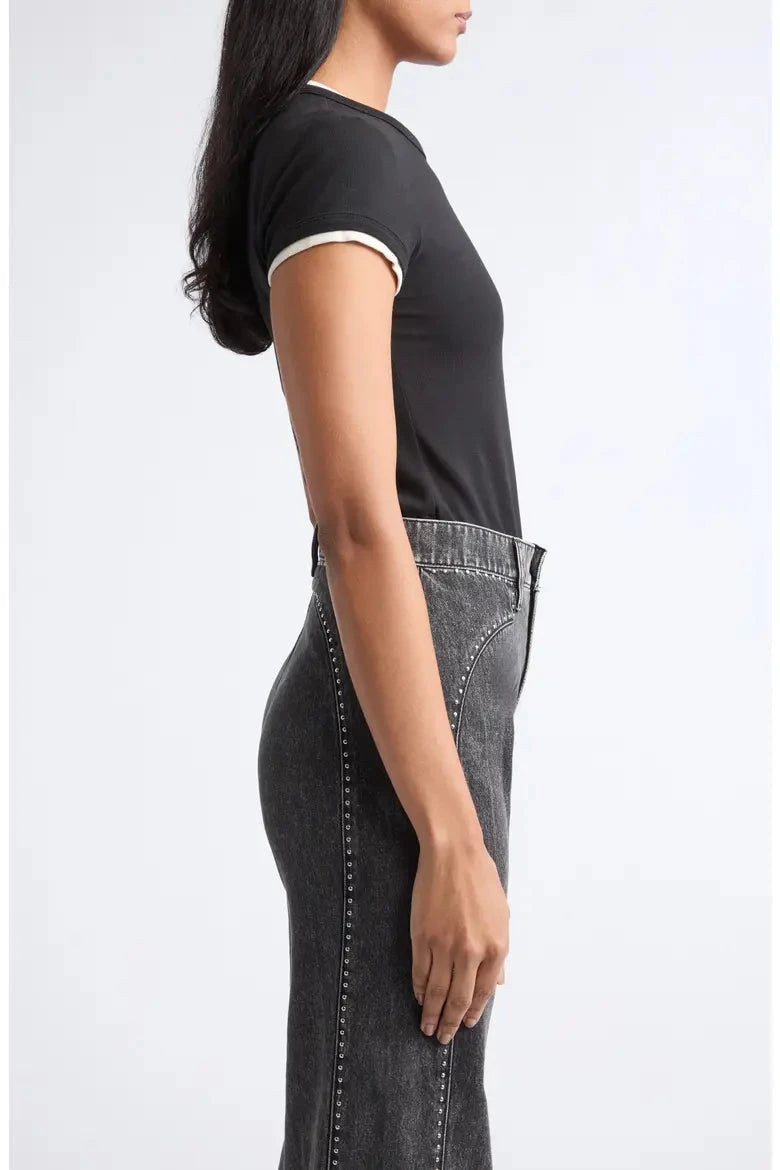 Contrast Devin Tee Black/Ecru Tops - Tees Veronica Beard 