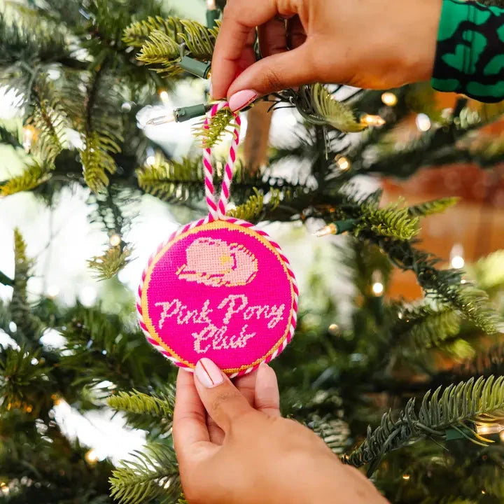 Pink Pony Club Needlepoint Ornament Home Decor - Decorative Accents Furbish 