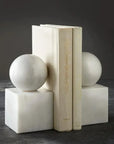 Pearl White Marble Honed Finish Bookends Home Decor - Decorative Accents Marble Crafter 