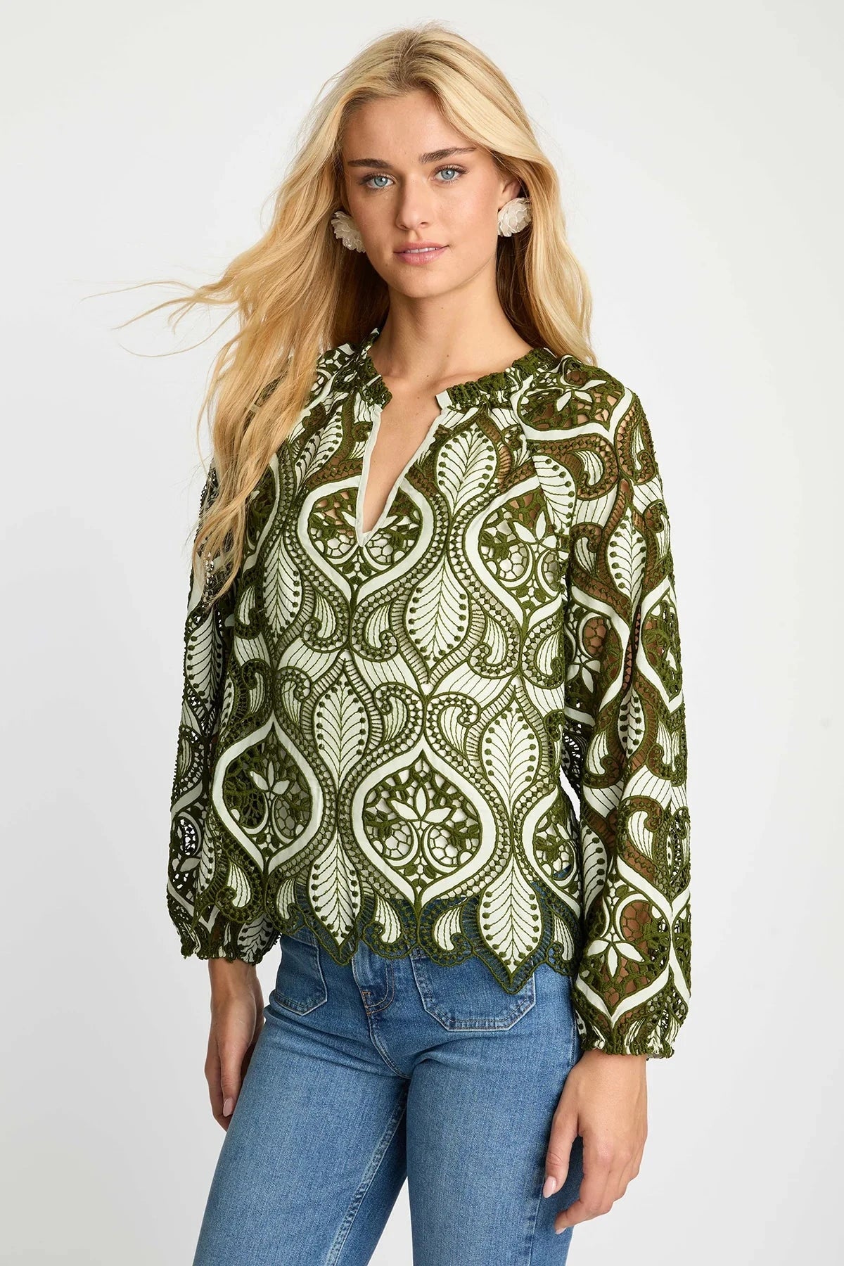 Miki Top Lace Green Tops - Blouses Caballero 