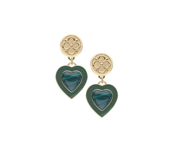 Love Enchanted Heart Earrings Malachite Jewelry - Earrings Jane Win 