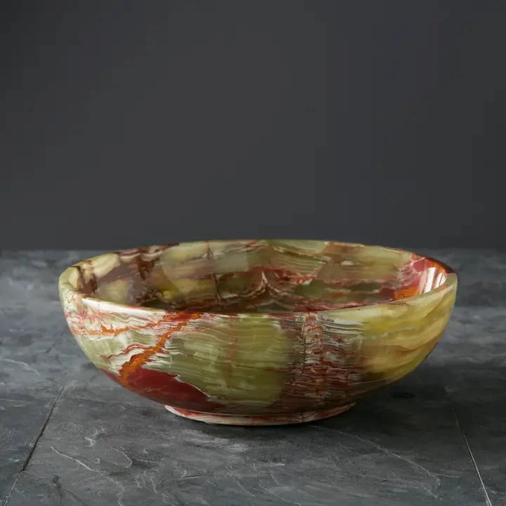 12" Green Onyx Decorative Bowl Home Decor - Bowls, Trays & Vases Marble Crafter 