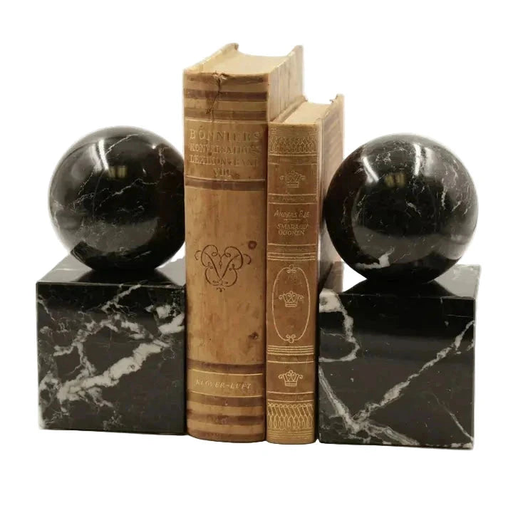 Black Zebra Marble Polished Bookends Home Decor - Decorative Accents Marble Crafter 