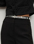 Dash Leather Belt Silver Belts Veronica Beard 