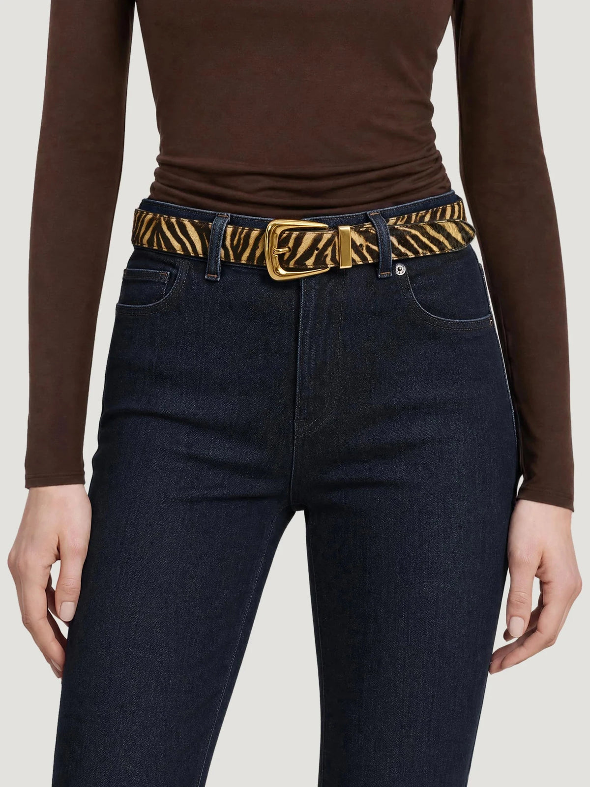 Arch Calf Hair Belt Tan Multi Belts Veronica Beard 