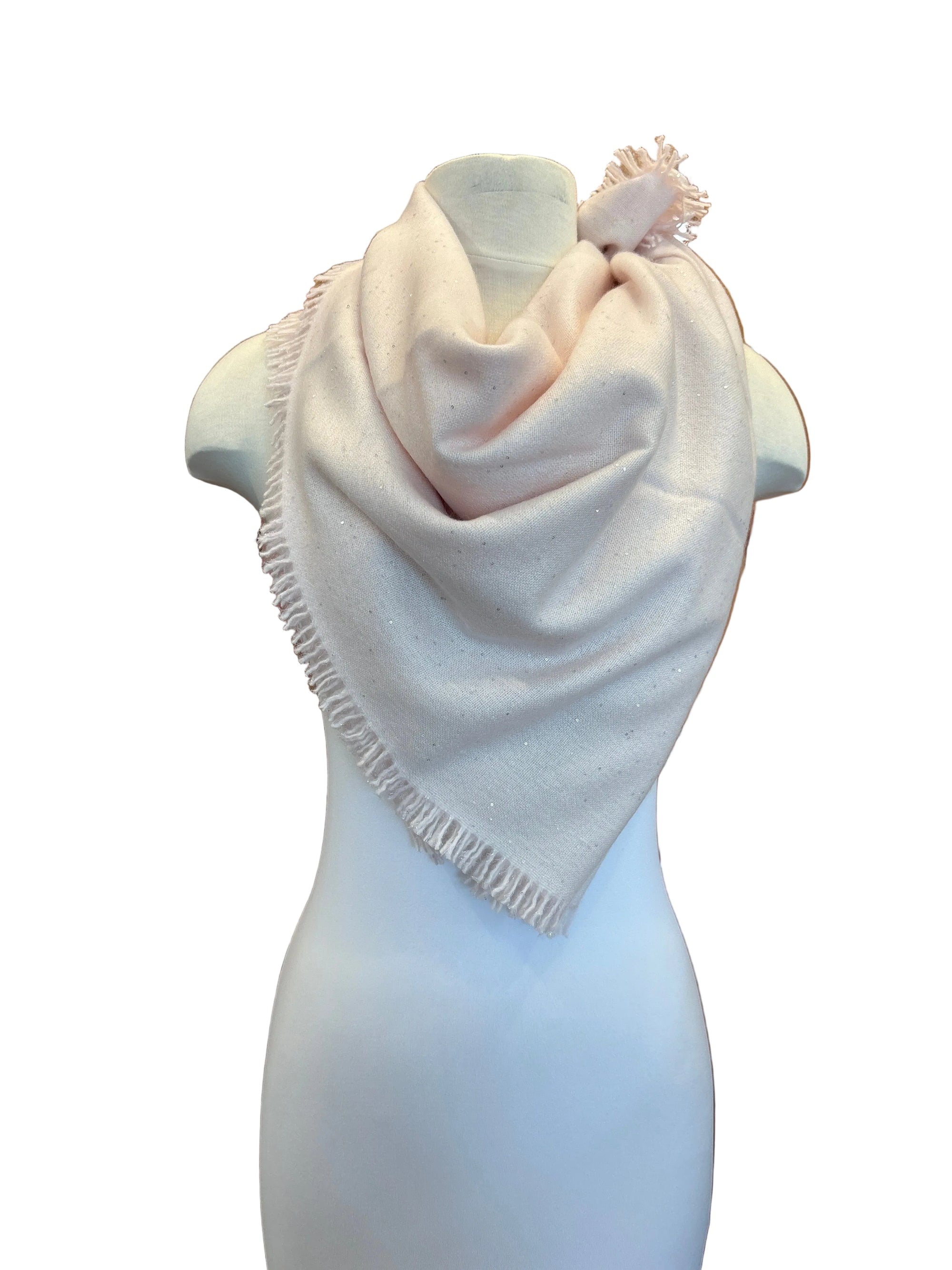 Solid Woven Shawl With Palettes and Fringe 28/80" Slightly Pink Scarves KAS 
