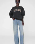 Miles Sweatshirt Anine Bing Leopard Washed Black Tops - Sweatshirts Anine Bing 