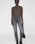 Sylvie Long Sleeve Tee Black And Brown Leopard Tops - Tees Anine Bing 