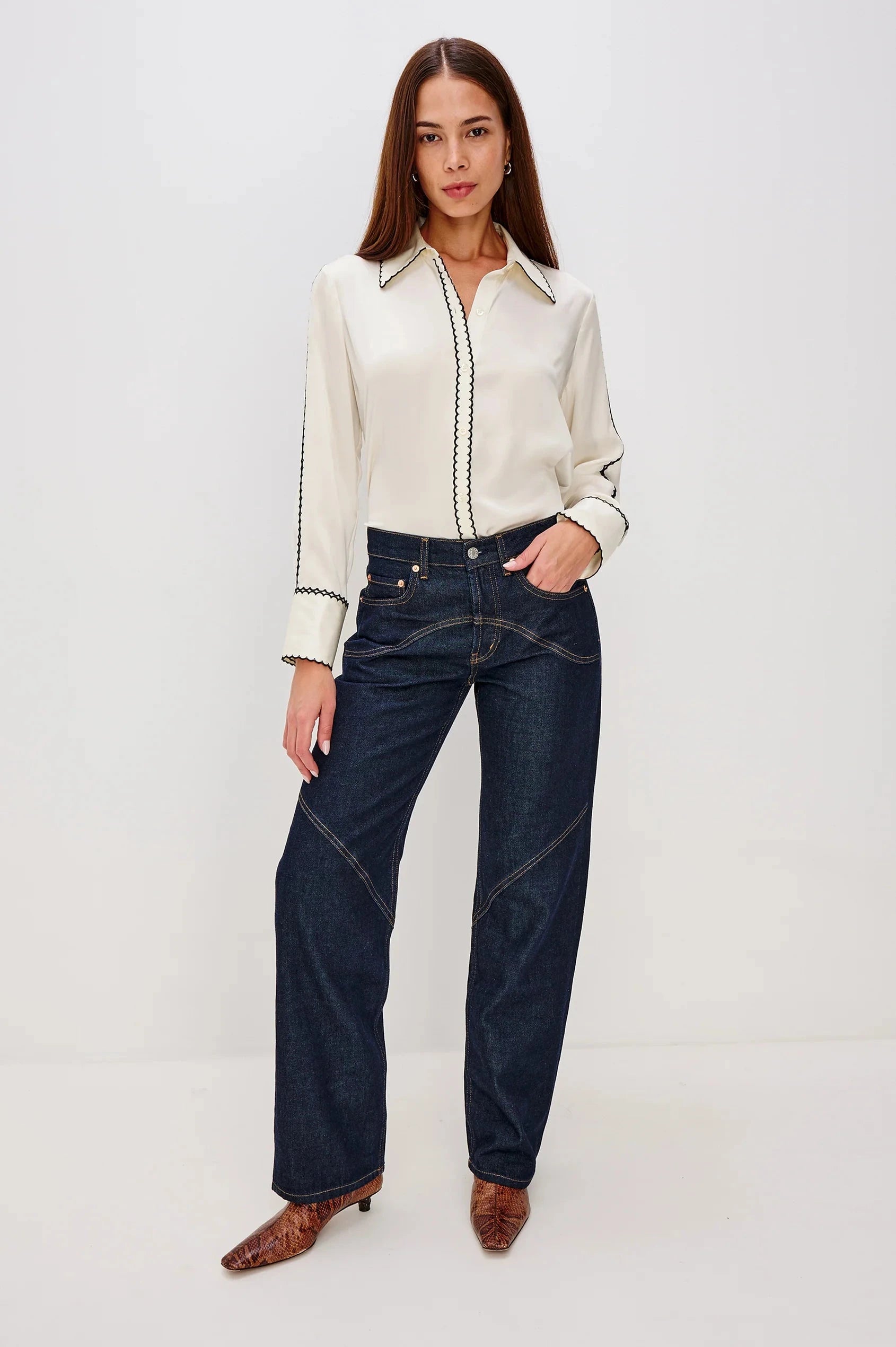 Aloise Shirt Ivory Tops - Button Down Rails 