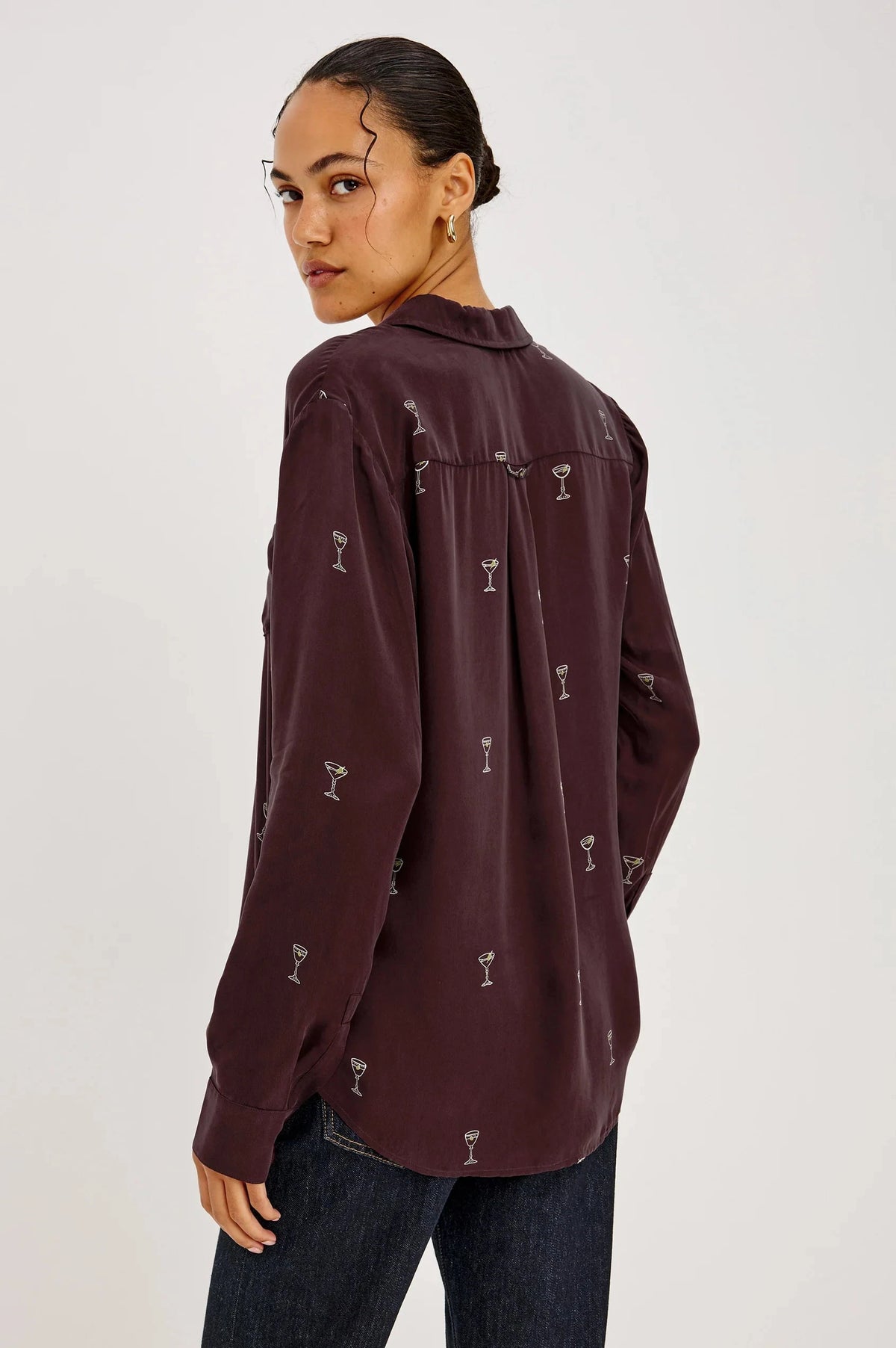 Alyssa Oxblood Martini Tops - Button Down Rails 