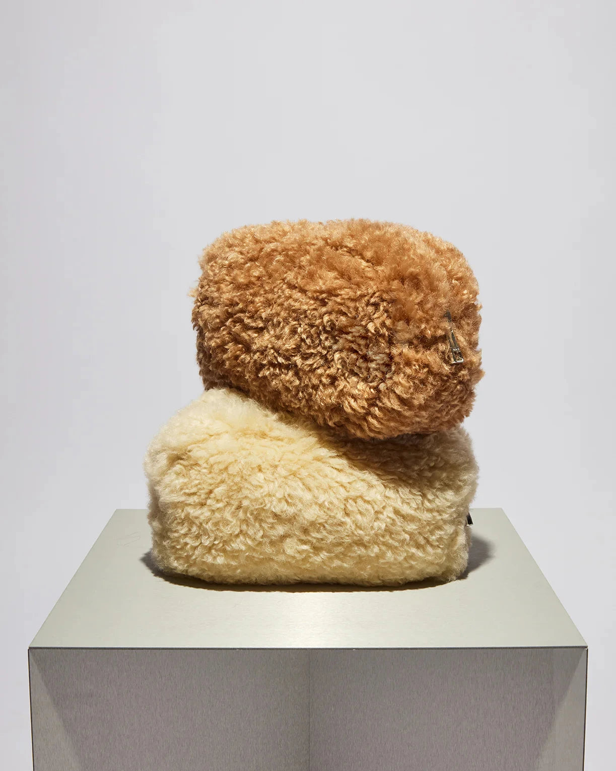 Jumbo Noor Pochette Camel Shearling Clutch Apparis 