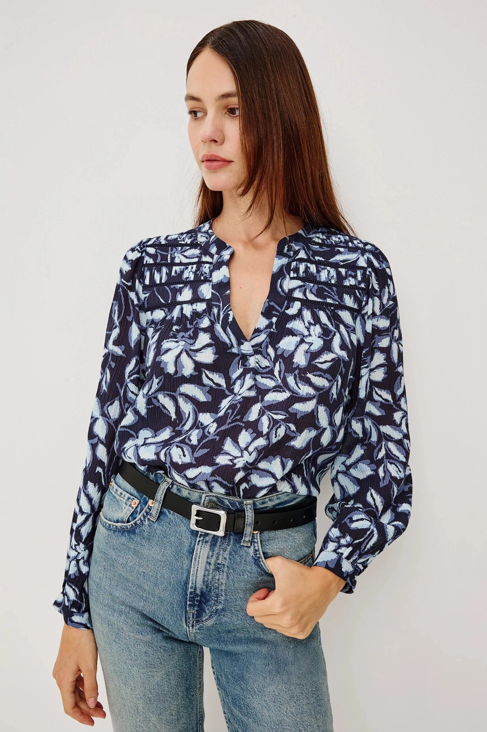 Asta Top Navy Jasmine Tops - Blouses Rails 