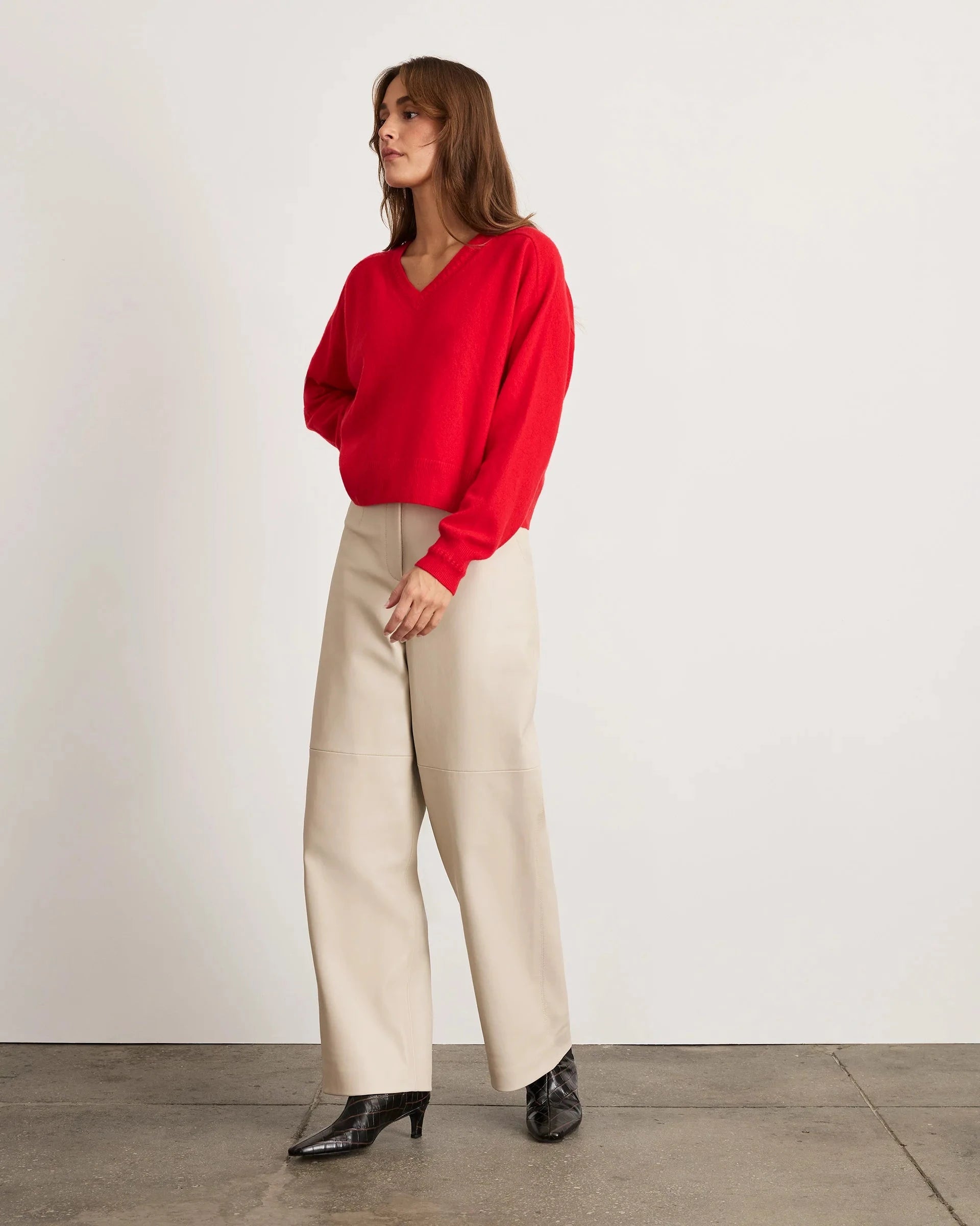 Audrey Cashmere V-Neck Sweater Scarlet Sweater - V-Neck Tanya Taylor 