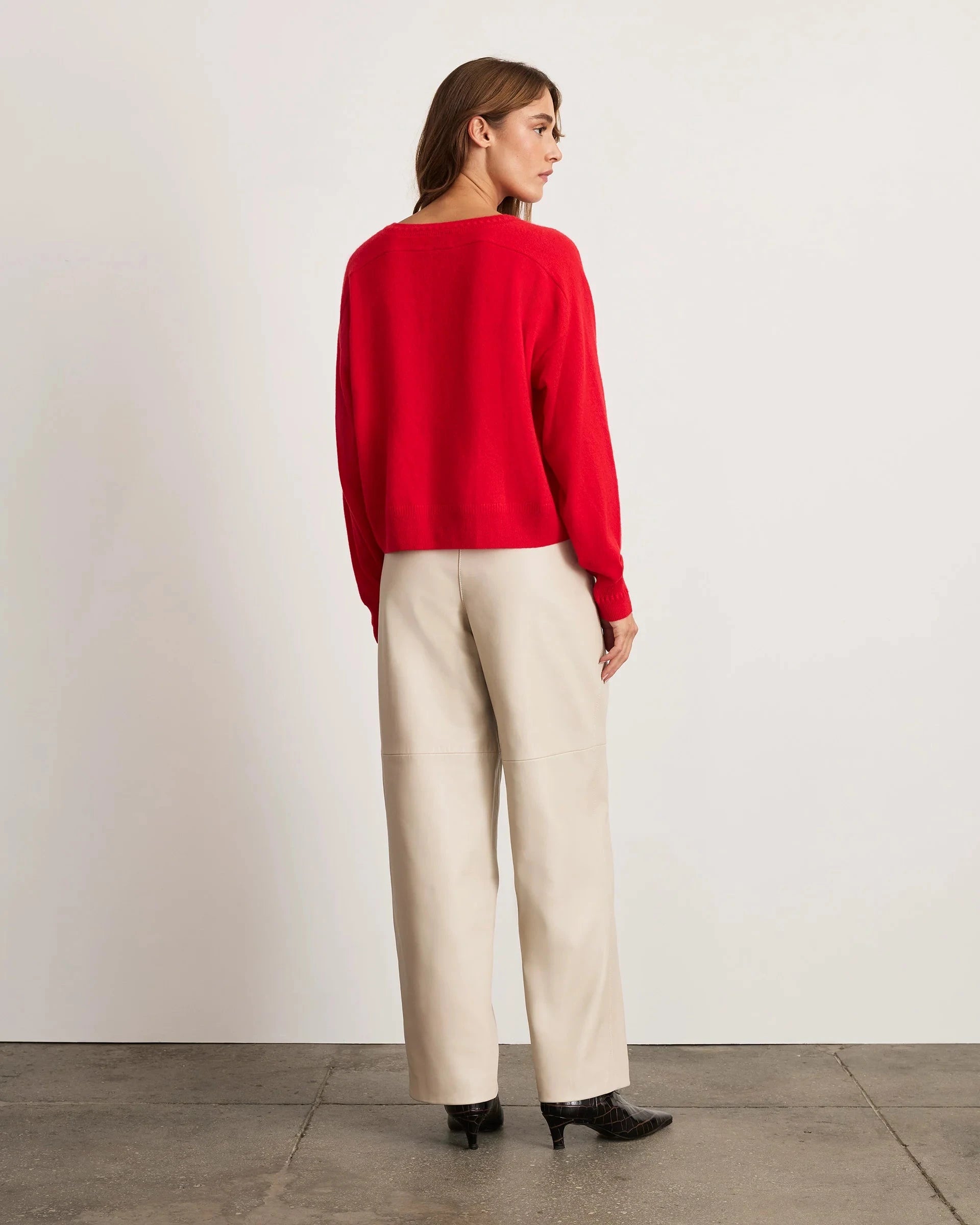 Audrey Cashmere V-Neck Sweater Scarlet Sweater - V-Neck Tanya Taylor 