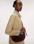 Mini Fortuna Crossbody Chocolate Suede Crossbody Mansur Gavriel 