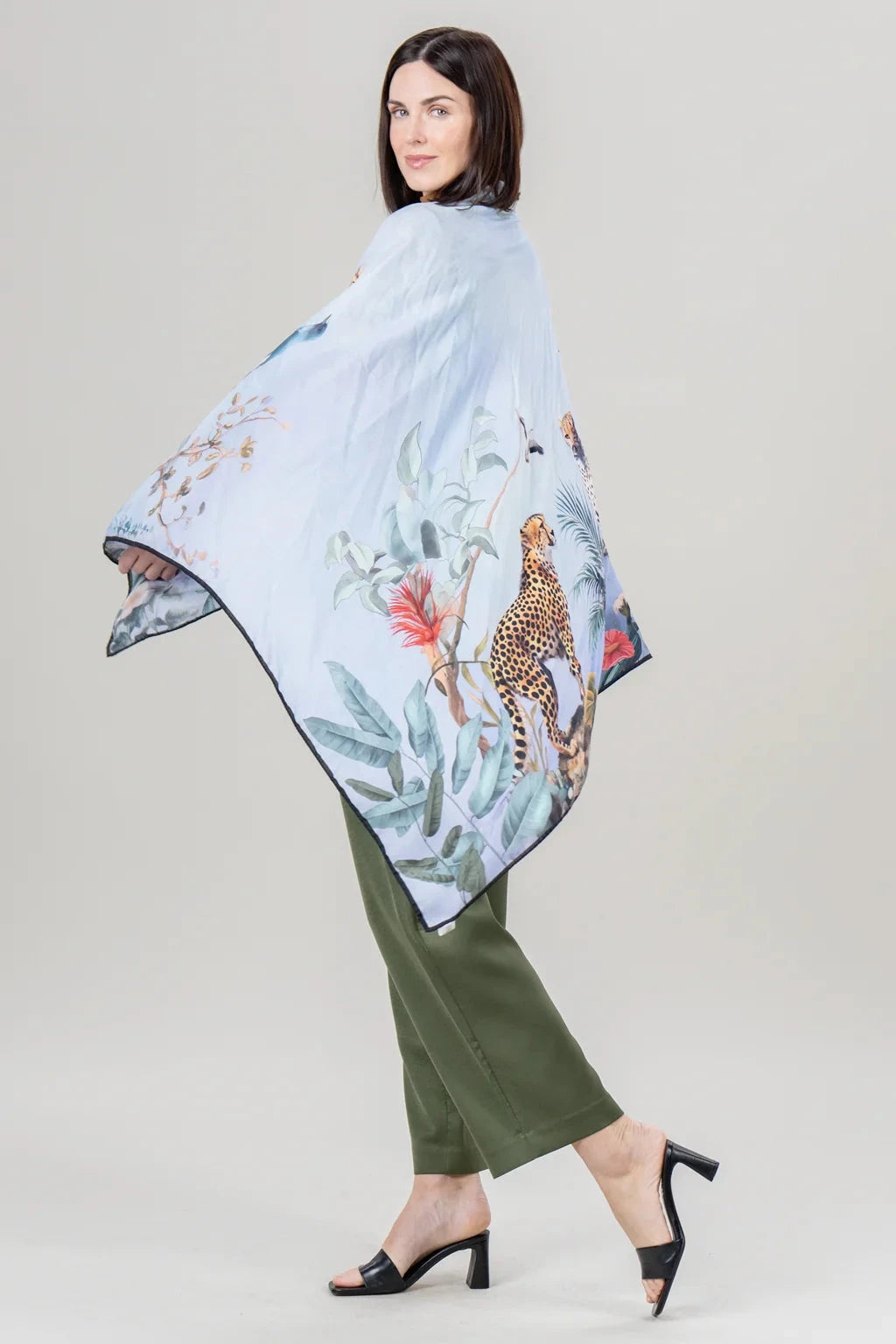 Grande Cheetah Scarf Cerulean Scarves Alpine Cashmere 