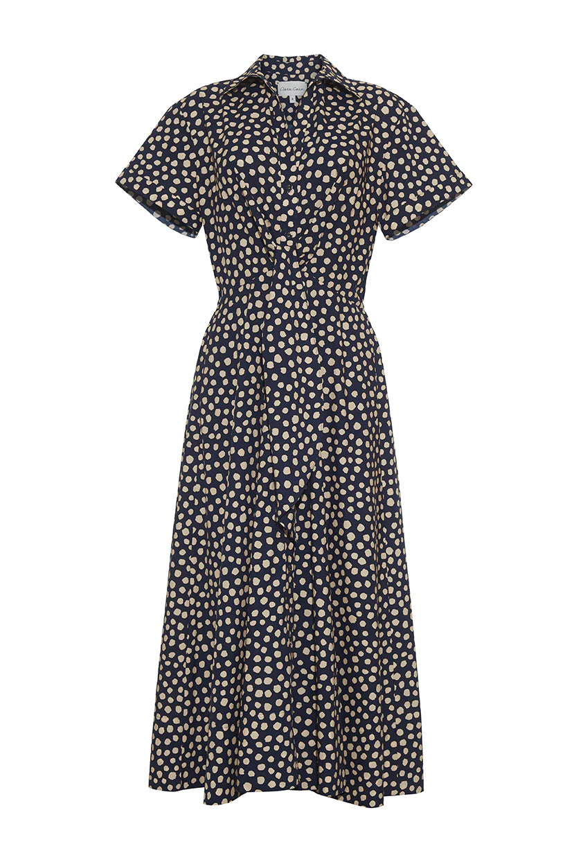 Asbury Midi Dress Abstract Dot Navy Dresses - Midi Cara Cara 