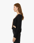 Fringe Trimmed V-Neck Jacket Black Combo Sweater - Cardigans Autumn Cashmere 